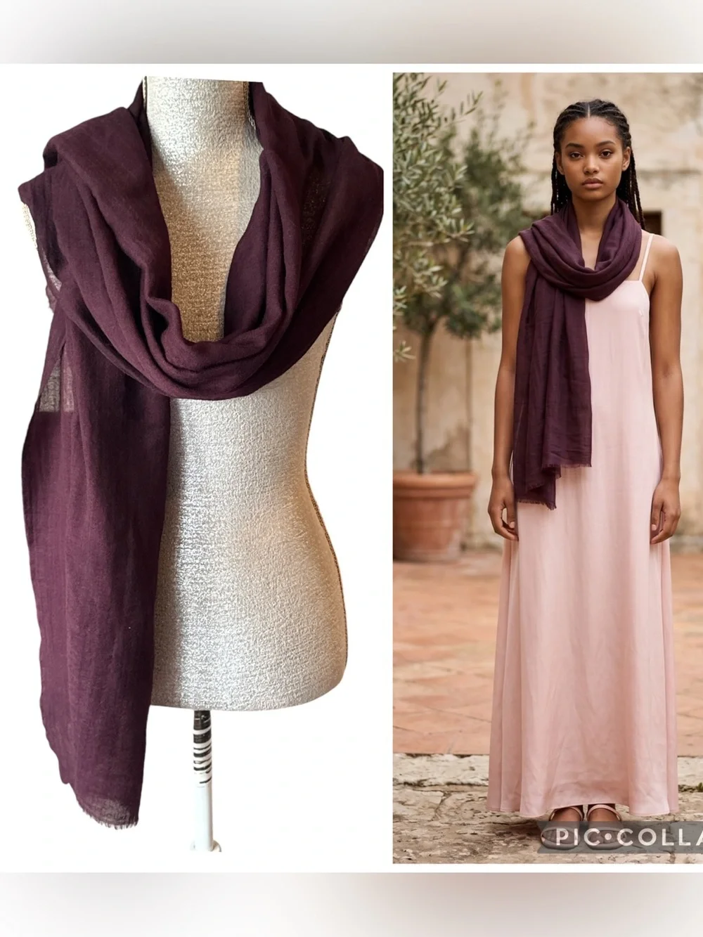 Anthropologie BHLDN Rue Wool Silk Scarf Wrap NWOT Amethyst OS
